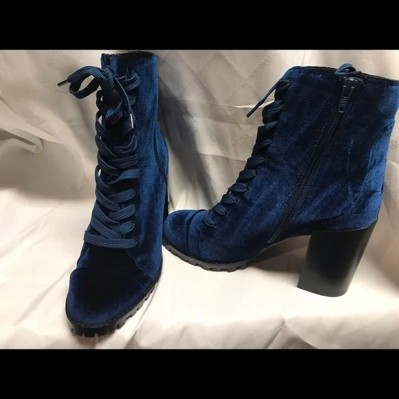 Steve Madden Shoes Steve Madden Blue Velvet High Heel Boots